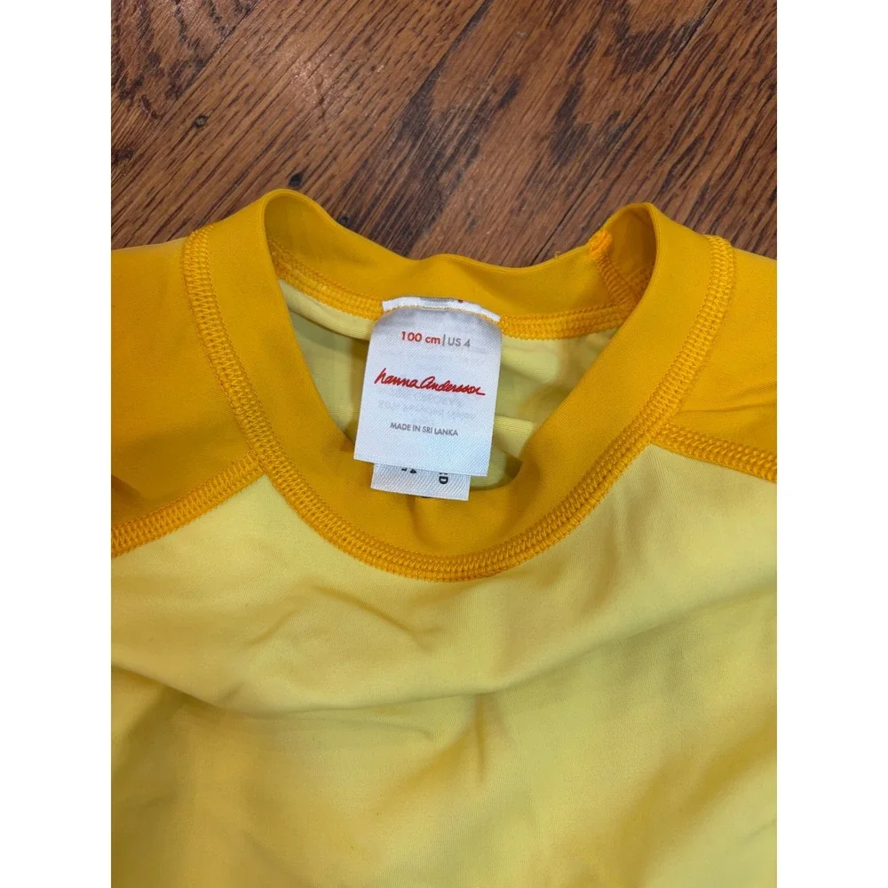Hanna Andersson Kids Yellow Long Sleeve Rash Guard Swim Shirt Size 100 US 4